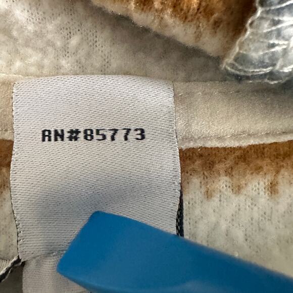 O Neill Polar Fleece Hoodie Jacket XL Cream Striped Half Zip Pocket Gorpcore - Picture 8 of 9